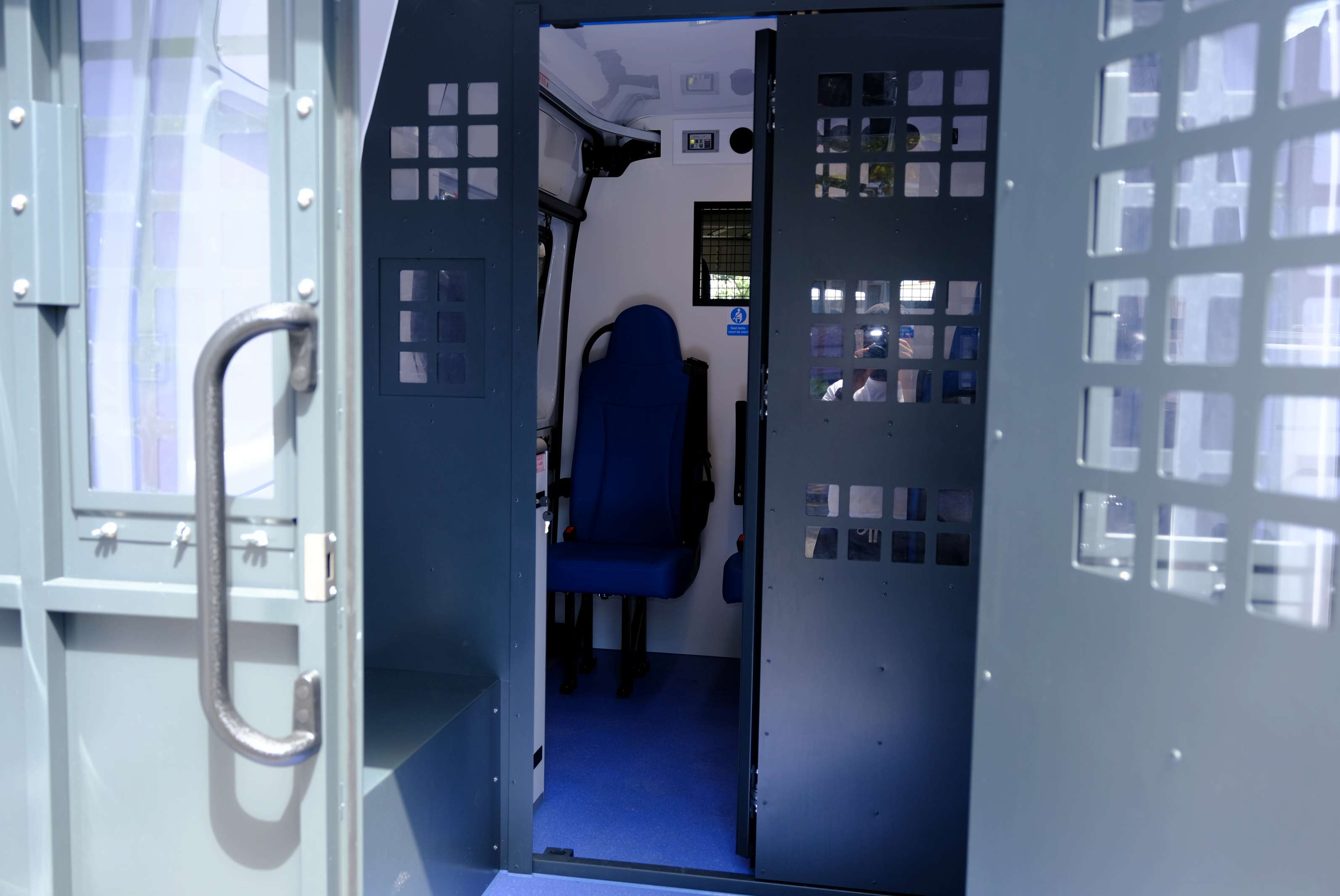 Rear doors of an MHSS secure transport vehicle